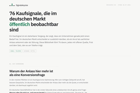 76 Kaufsignale mit Quelle und Frist