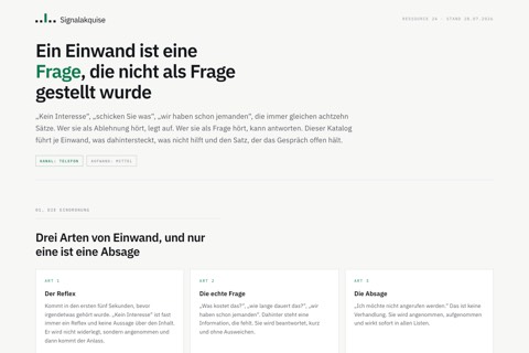 Der Einwandkatalog am Telefon